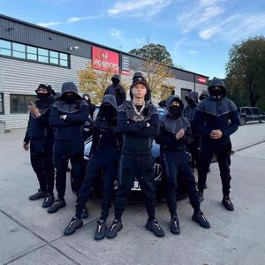 Ensemble de survêtement streetwear Syworld en molleton bouclette oversize avec sweat à capuche <span class=keywords><strong>zippé</strong></span> et pantalon évasé pour homme - Product Image 2