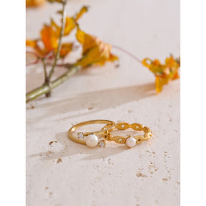 JINYOU 5365, Новое поступление, кольцо с натуральным жемчугом, модное кольцо из нержавеющей стали с покрытием из нержавеющей стали 18K, подарочное ювелирное изделие - Product Image 5