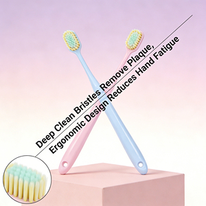 Cepillo de Dientes de Plástico para Adultos, Venta al por Mayor, Diseño Moderno en Color Puro, Cerdas Suaves y Cónicas, Nuevo - Product Image 4