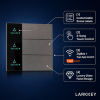 Interrupteur intelligent à 3 boutons Zigbee |   Interrupteur mural tactile à panneau en verre |   Contrôle par application Tuya pour hôtel et maison |   250V 2500W