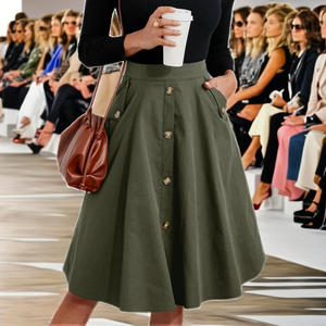 Elegant Wrap Skirt for Women High Waist French Pocket Mid-Length Cotton - Product Image 2