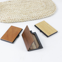 Porte-cartes de visite en bois fait main, vierge, pour cartes bancaires, de crédit et de visite, type portefeuille