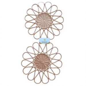 Handmade Rattan Wall Hanging <b>Plate</b> - Custom Colors Flower Rattan <b>Mat</b> Wholesale - Product Image 1