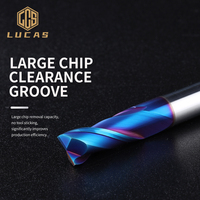 Fraise à queue carrée CNC Lucas Tools HRC65 en carbure revêtu d'AlTin, 4 cannelures, hélice 45°, pour acier au tungstène et céramique