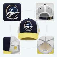 Casquette de baseball trucker personnalisable avec votre logo, en coton, 5 panneaux, maille, fermeture snapback, pour homme, avec patch brodé 3D, vente en gros