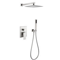 Pommeau de douche pluie noir mat à affichage numérique LED mitigeur dissimulé chaud et froid Kit de robinet de salle de bain en laiton