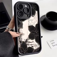 Coques de Téléphone TPU Motif Fleurs d'Encre Style Chinois pour Apple 15 Pro Max, iPhone 14 13 12 11, Nouvelle Poignée Souple pour Téléphone Mobile Femme