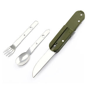Vente en gros de vaisselle de camping multifonctionnelle 7 en 1, outils de survie, fourchette, cuillère, couteau pliables en acier inoxydable, pique-nique, camping - Product Image 4