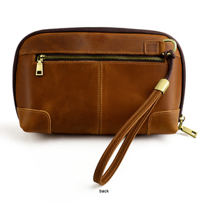 Travel Portable Cable Organizer Bag Crazy Horse Leather Zipper Electronics Organizer <b>Pouch</b> Digital Accessory Storage for <b>Men</b> - Product Image 2