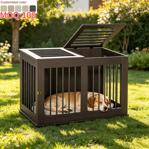 Cage pour animaux de compagnie en bois de style meuble, robuste, pour intérieur et extérieur, avec double porte à bascule, pour lit de chien et usage domestique, vente en gros - Product Image 1