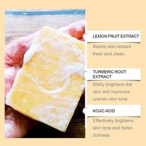 Etiqueta privada Cúrcuma Lavado DE CARA Kojic Jabón Set Cúrcuma Espuma Limpiador facial con cepillo para toda la piel - Product Image 3