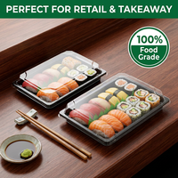 Boîte à sushi en plastique personnalisée avec logo, couvercle anti-buée, barquette d'emballage alimentaire jetable pour restaurant de sushi à emporter