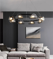 Lustre en verre en forme de cercle au design simple en métal moderne, vente chaude 2024.