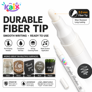<span class=keywords><strong>Pennarello</strong></span> Acrilico <span class=keywords><strong>Bianco</strong></span> KAIX 2.0mm, Penna Pittorica Opaca Impermeabile ad Asciugatura Rapida, Personalizzabile con Logo, per Disegno su Carta Nera - Product Image 6