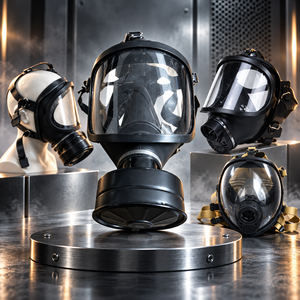 Masque respiratoire intégral avec lentille panoramique anti-buée pour utilisation avec SCBA par les pompiers - Product Image 1