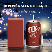Bougie parfumée à la soda - Design mignon et amusant, parfum cerise, longue durée de combustion, cire de soja, cadeau original pour les fans