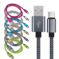 Câble de charge rapide USB A vers Micro USB / iOS / Type C en nylon tressé 2A avec alliage d'aluminium pour iPhone / Xiaomi / Huawei / OPPO