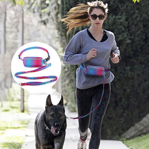 Custom Bulk Gradient Colors Running Pet Leashes With Reflective Sports Waist Pack Hand Free Snap Hook For Bungee <b>Dog</b> Leash - Product Image 1