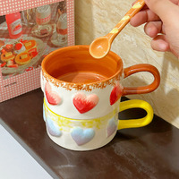 Mug en céramique créatif et simple, peint à la main avec dégradé, tasse à café gaufrée faite à la main style INS pour couple, idéale pour le petit-déjeuner, le lait et les flocons d'avoine