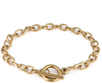 Bracelet personnalisé - Chaîne en acier inoxydable avec fermoir à bascule OT - Porte-charme gravable en DIY - Cadeau pour femme