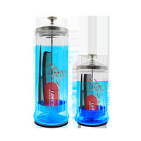 Ciseaux professionnels peigne en acier inoxydable couverture coupe de cheveux désinfectant pot coiffure verre stérilisation bouteille