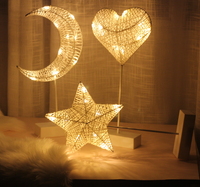 Lampe de bureau en forme de lune pour Ramadan, lumières de noël, boho, nuit, Cage en métal, LED, étoile, amour, lampes de Table à piles, lampe de lune