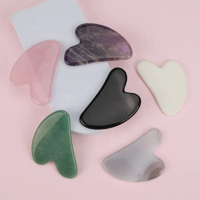 Mushang Jade Crystal Face Care Tools Auténtica piedra de jade Gua Sha Board Guasha Cuarzo Masajeador facial natural Gua Sha Stones