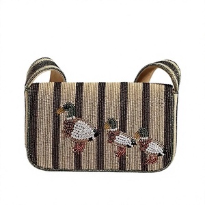 Nouveau sac à main rectangulaire vintage fait main, motif feuilles tropicales, brodé tendance, perles de verre, artisanat en coton - Product Image 4