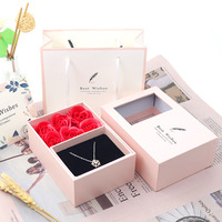 Boîte à montres personnalisée, boîte cadeau 6 roses, boîte décorative à fenêtre transparente pour bracelets, boîte à rouge à lèvres et pendentifs