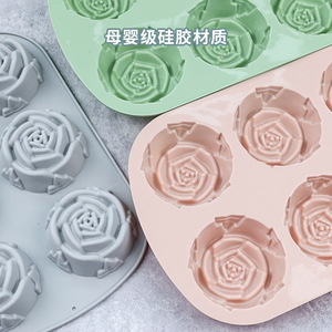 Rose Cake Silicone <b>Mold</b> 6 Cavity For Baking Mooncake <b>Jelly</b> Ice Cube Soap Candle Decoration - Product Image 3