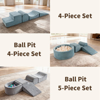 Set Mainan Edukatif Multifungsi Balok Bangunan Modular Lembut Busa Korduroi DIY dengan Kolam Bola untuk Balita