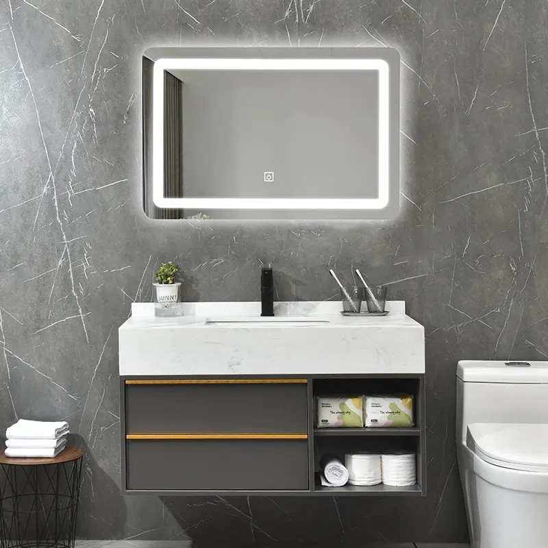 Lanjia 2022 nouveau AZ017 sous constructeurs armoires de salle de bains meuble vasque salle de bains vanité avec évier salle de bains en bois meubles