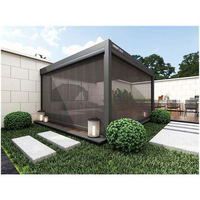 Pergola autonome avec toit rigide pyramidale en aluminium gris clair pour villas et jardins – Style moderne