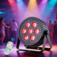 Projecteurs LED Mini Télécommandés LEAHUA 7x6W RGBW + 48x0.12W LED RGB DMX512 Angle de Faisceau 28.1° pour Mariages, Fêtes, DJ et Scènes