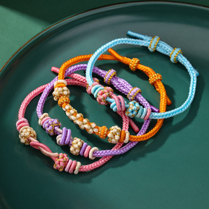 Dimple Knot <b>Bracelet</b> Five Color Rope Handmade Flower Design Unisex Gift Jewelry Accessory - Product Image 4