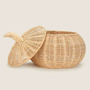 Handmade Rattan Pumpkin Basket <b>Halloween</b> Decor Rustic Fall Festival <b>Ornament</b> For Home Party Seasonal Display Made In Vietnam - Product Image 2