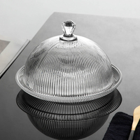 Cloche à dessert en verre sodocalcique cannelé vertical, écologique, réutilisable et décorative pour la maison et la cuisine