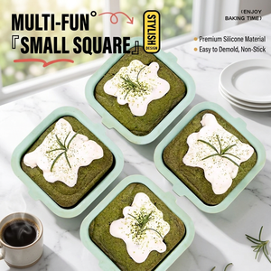 Moule à gâteau en silicone carré mini 6 couleurs, moule à mousse individuel de 3 pouces pour mini-gâteaux, brownies, gâteaux basques et préparation de desserts - Product Image 1