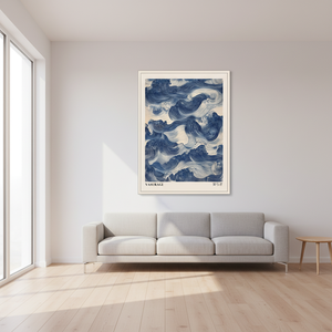 Affiche abstraite minimaliste sur toile, motif <span class=keywords><strong>vague</strong></span> bleue japonaise, style Wabi Sabi rétro oriental, pour décoration murale de salon, cadeau - Product Image 5