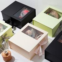 Boîtes cadeaux d'emballage en carton de papier avec fenêtre en PVC transparent avec logo personnalisé avec ruban boîte cadeau d'emballage de luxe pliable avec magnétique