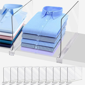 Super U 12pcs Sustainable Clear Multi-Functional <b>Plastic</b> Acrylic <b>Shelf</b> Divider for Wood Closets and Organizers - Product Image 5