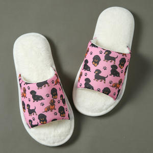 Imprimé <span class=keywords><strong>chien</strong></span> dessin animé ouvert <span class=keywords><strong>pour</strong></span> pantoufles <span class=keywords><strong>pour</strong></span> femmes hommes usage domestique transfrontalier avec <span class=keywords><strong>plancher</strong></span> en bois à fond Eva <span class=keywords><strong>pour</strong></span> printemps automne style fourrure - Product Image 4