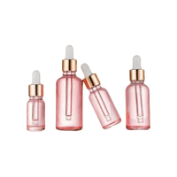 Flacons compte-gouttes cylindriques en verre rose de 5 ml, 10 ml, 15 ml, 20 ml, 30 ml, 50 ml, 100 ml avec bouchons or rose pour parfum, collyre, huile essentielle, écran