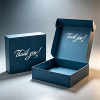 Maßgefertigte Dunkelblaue Versandbox mit Innendruck, Faltbare Wellpappe-Versandbox für Geschenke, Kosmetik und Kleinwaren-Verpackung