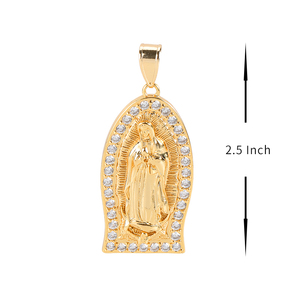 14k oro <span class=keywords><strong>Virgen</strong></span> <span class=keywords><strong>de</strong></span> <span class=keywords><strong>guadalupe</strong></span> collar católica <span class=keywords><strong>de</strong></span> <span class=keywords><strong>la</strong></span> religión colgante - Product Image 3