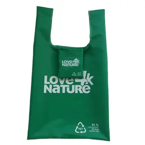 कस्टम लोगो पर्यावरण भंडारण सुपरमार्केट शॉपिंग पोर्टेबल तह वर्ग बड़े ढोना Rpet उपहार बैग