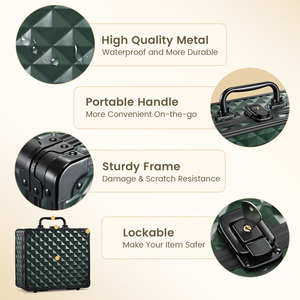 Portable <b>Makeup</b> Train <b>Case</b> with Lighted Mirror Travel <b>Makeup</b> Box Organizer Beauty Suitcase with Brush Holder Adjustable Dividers - Product Image 5