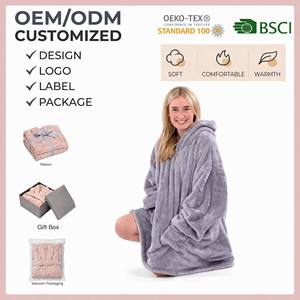 Couverture à capuche portable en <span class=keywords><strong>polaire</strong></span> Sherpa pour adultes – Douce, confortable, surdimensionnée avec manches – Unisexe - Product Image 1