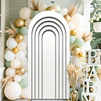 Support de toile de fond en arche blanche avec kit de guirlande de ballons noirs et argentés pour décoration de mariage, banquet et photomaton