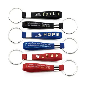 Church Supplies Christian Keychains with Bible Verses / Wholesale Silicone Rubber Key Chains for Religious Gifts Party Favors